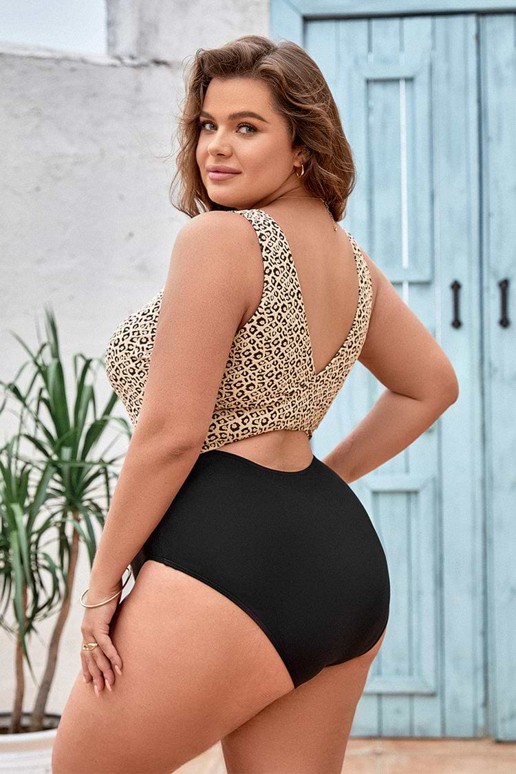 Keep It Cool Cutout Scoop Neck Tummy Control Plus Size One Piece