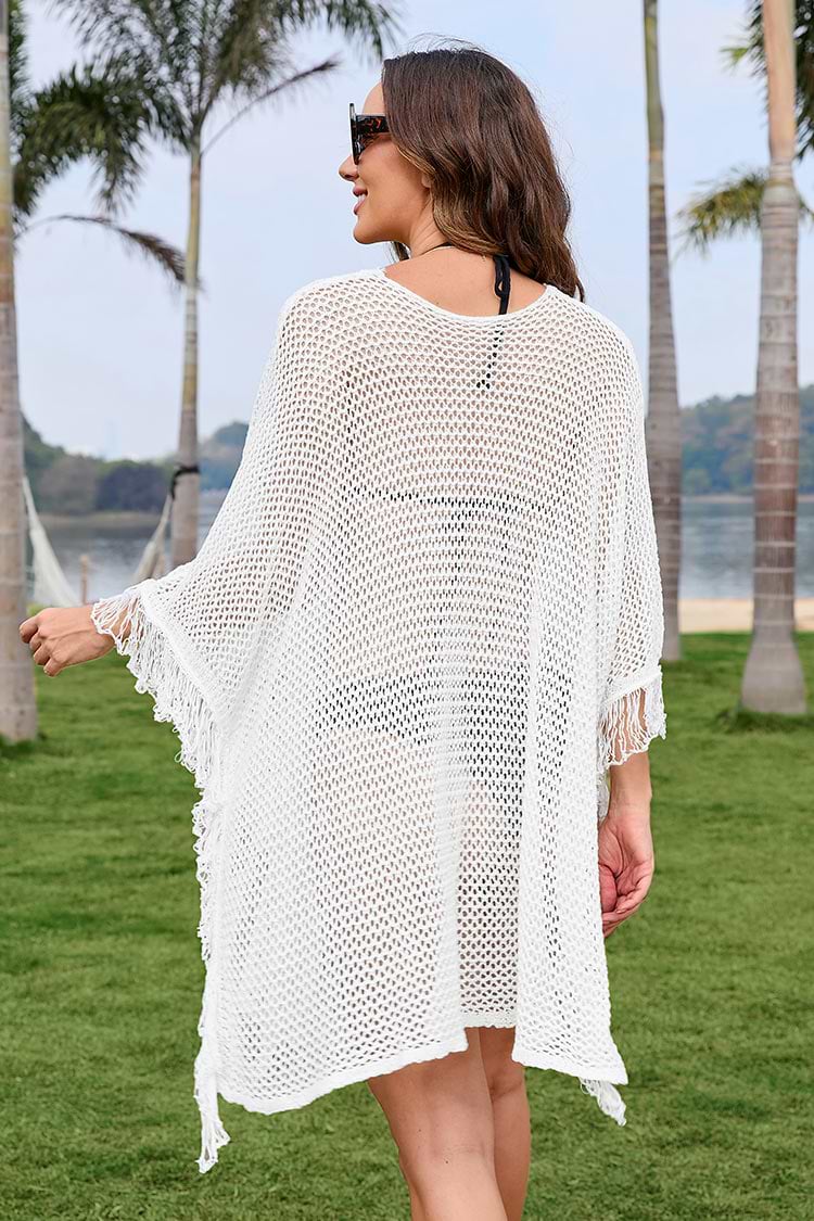 Grace Bay White Tassel Pull Over Cover Up
