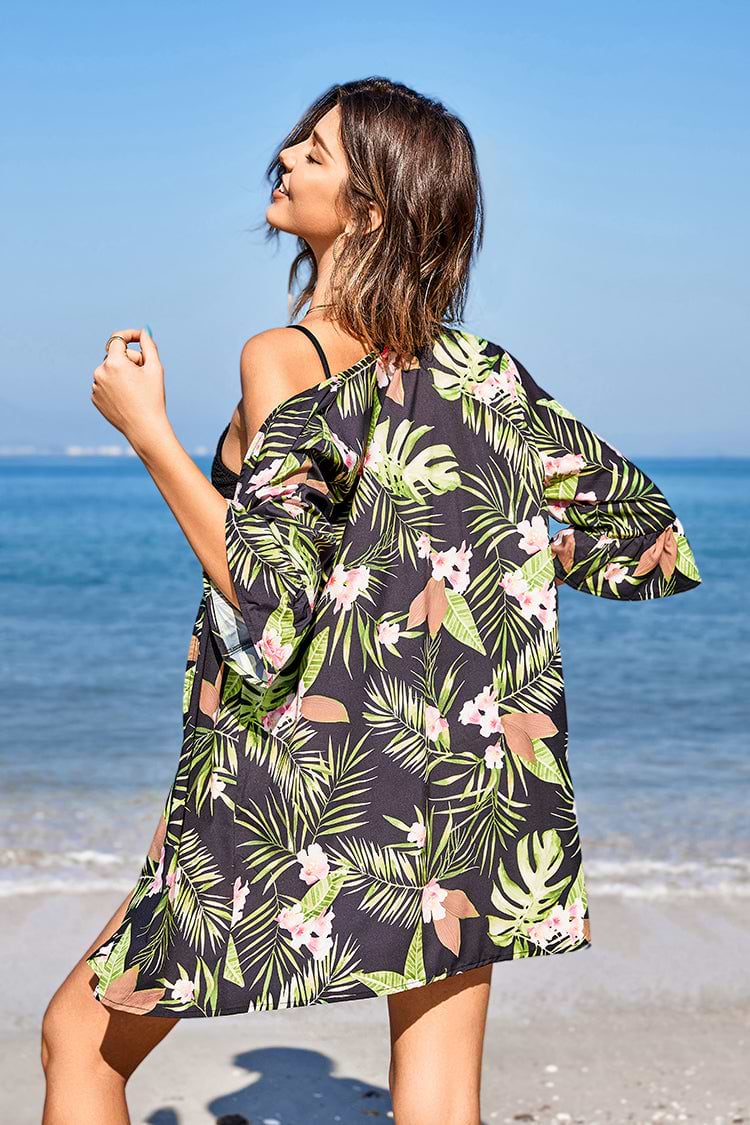 Cover Up con cintura suelta y frente abierto