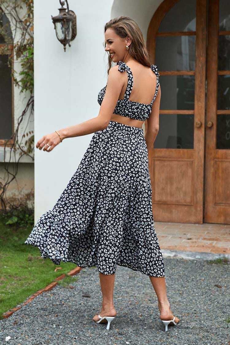 Lauretta Tie Ditsy A-Shape Dress Set