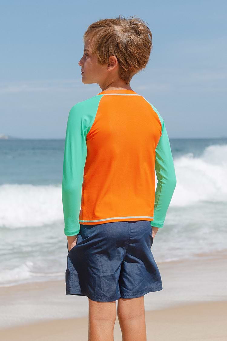 Boys Colorblock Long Sleeve Rashguard Swim Top