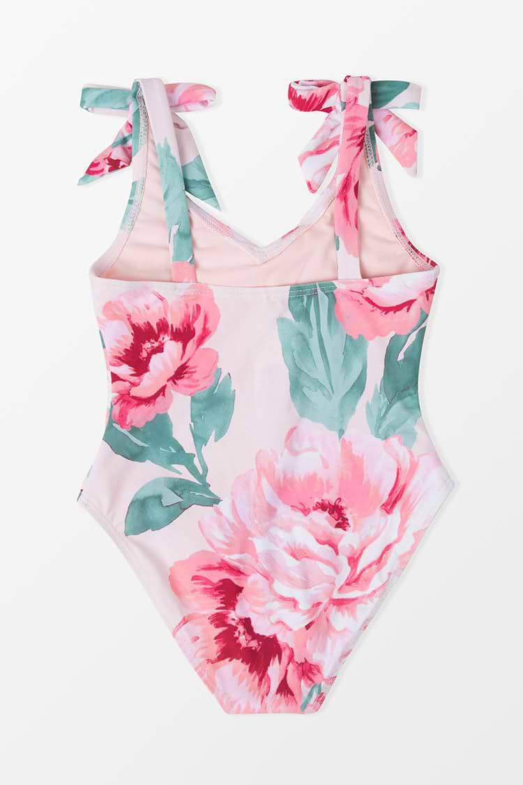Girls Pink Floral One Piece Swimsuit