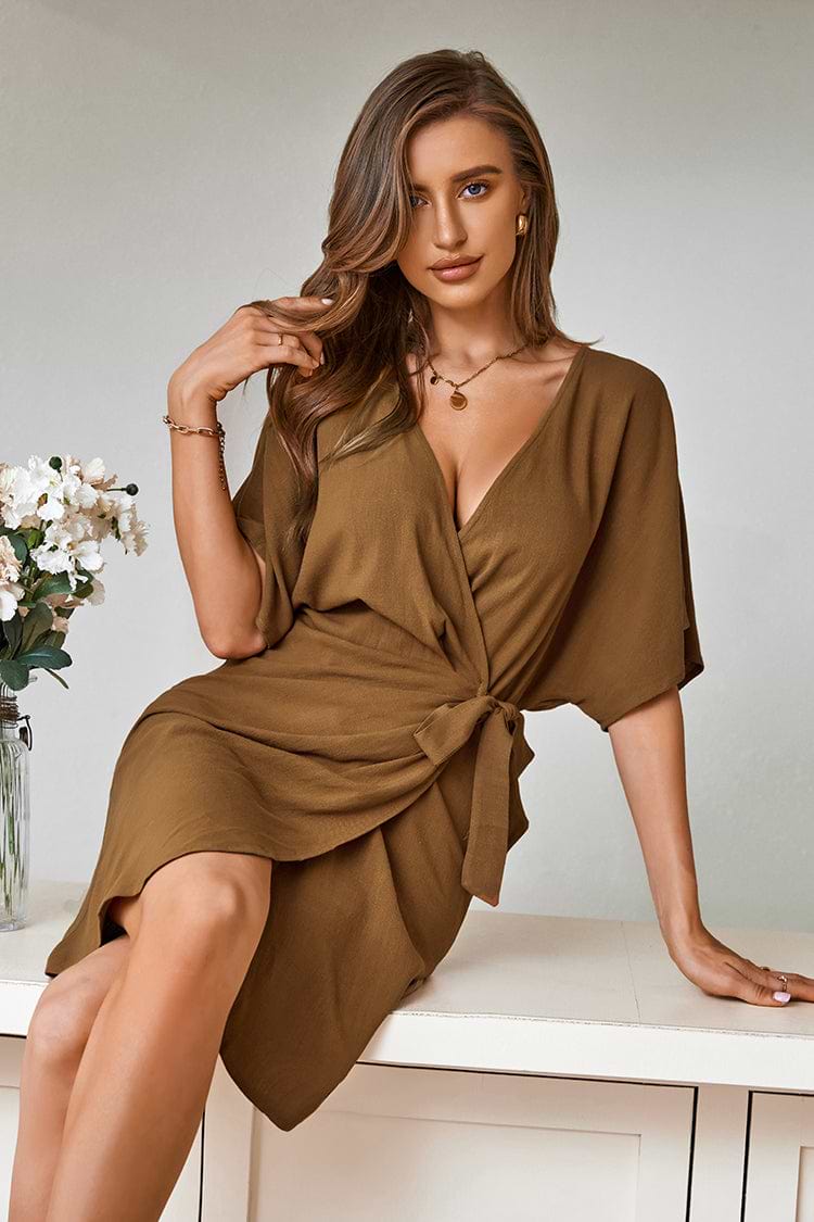 Ellison V-neck Wrap Dolman sleeve Dress