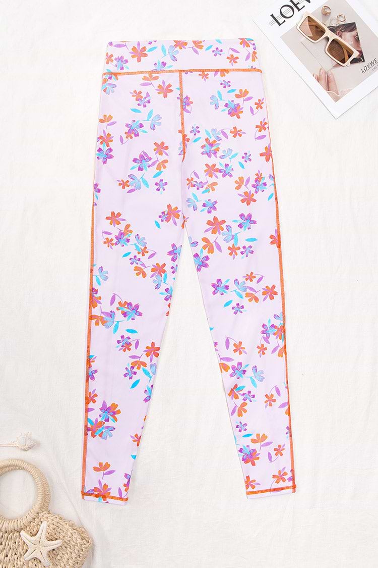 Florale Leggings mit elastischer Taille