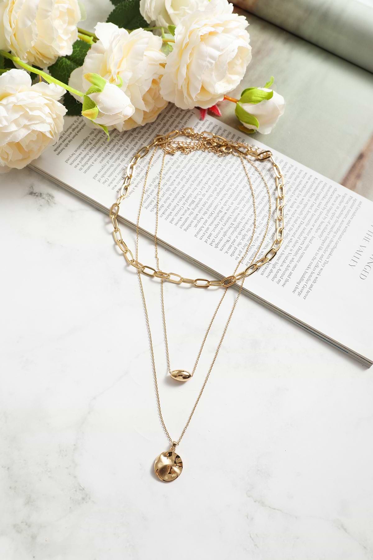 Goldene geometrische Metall-Halskette