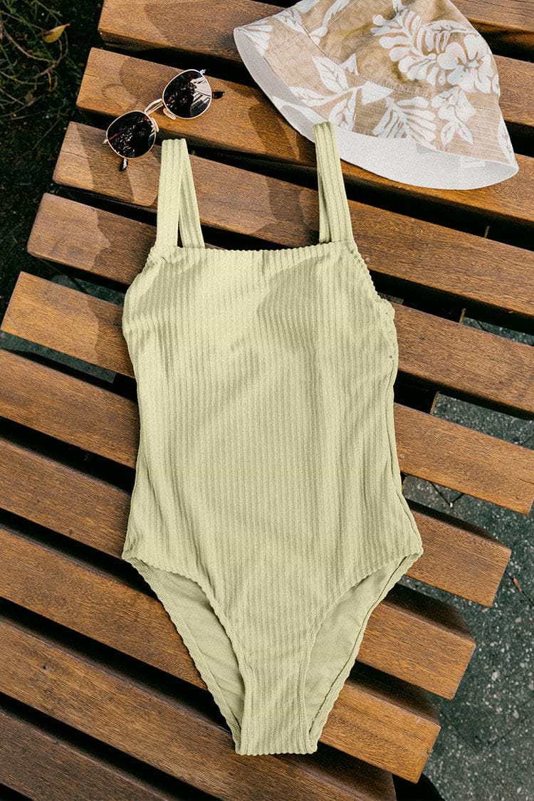 Lizeth Textured Square Neck One Piece Swimsuit