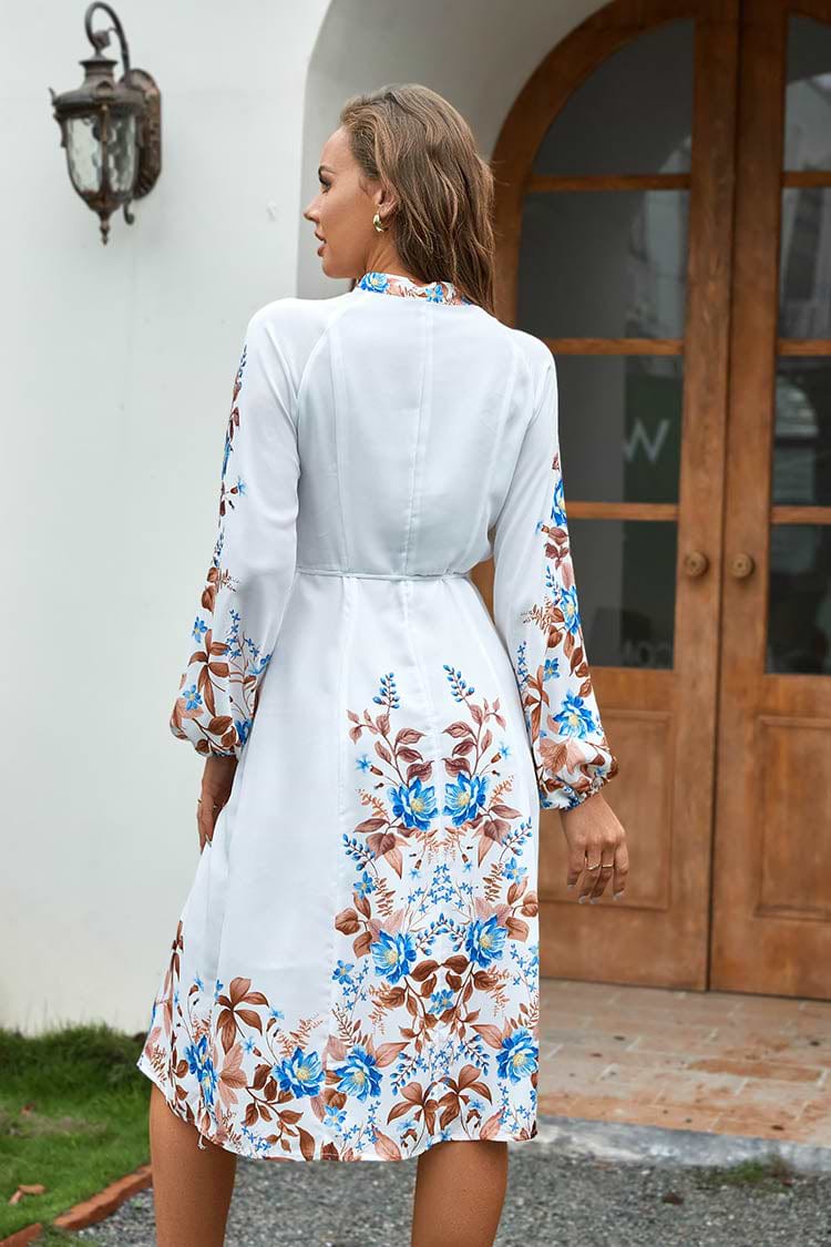 Vestido en forma de A Cuello camisero Tea length