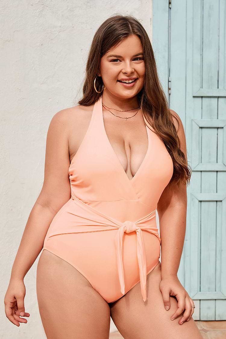 Maillot de bain une pièce grande taille à col licou