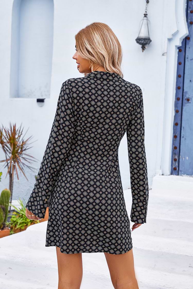 Addy Open Front Ruching Long Sleeve Dress