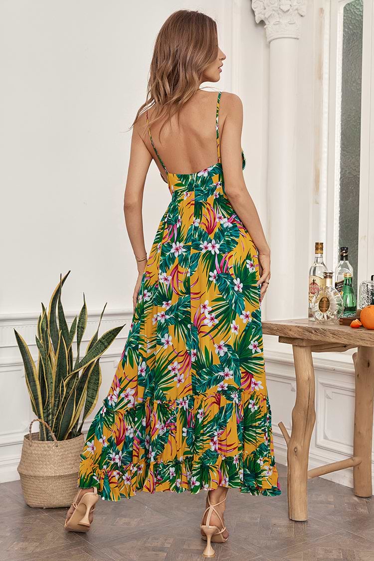 Ebele Hawaiian Floral Strap A-Shape Dress
