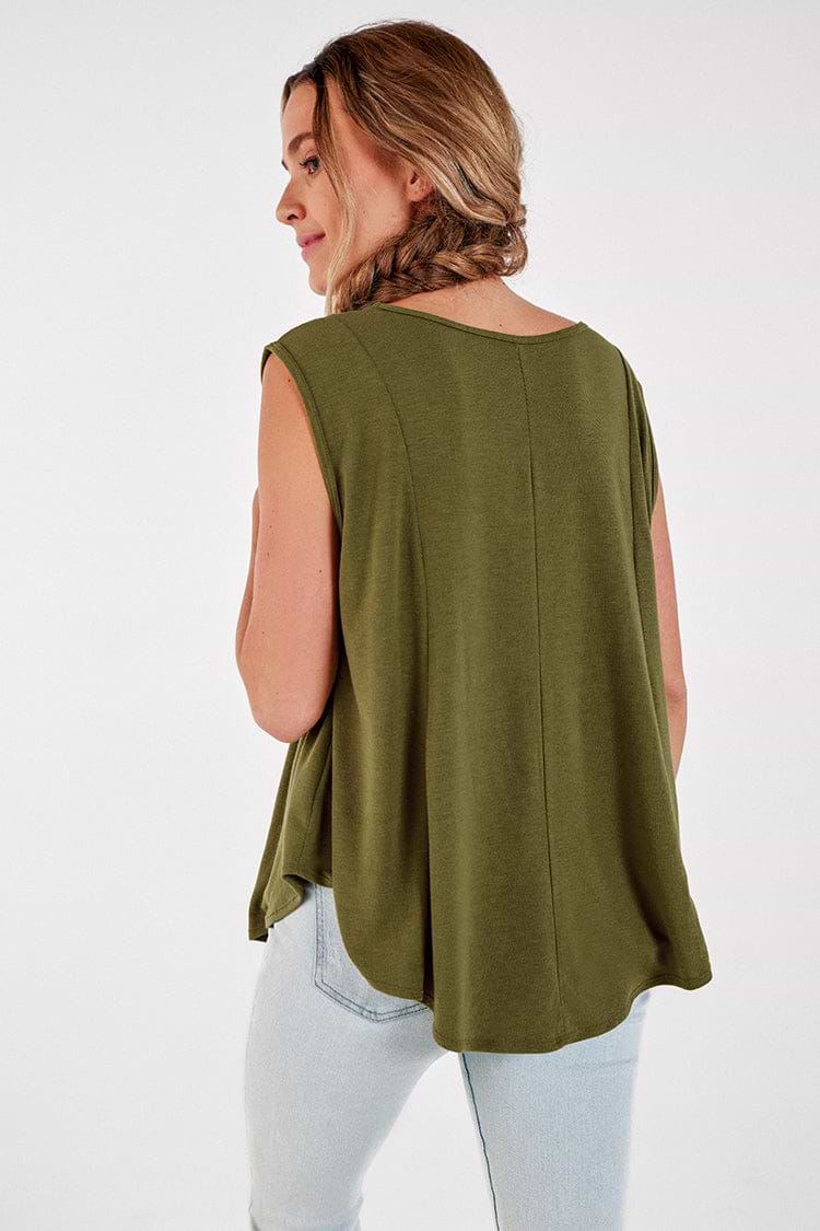 Top oversize sans manches à col en V