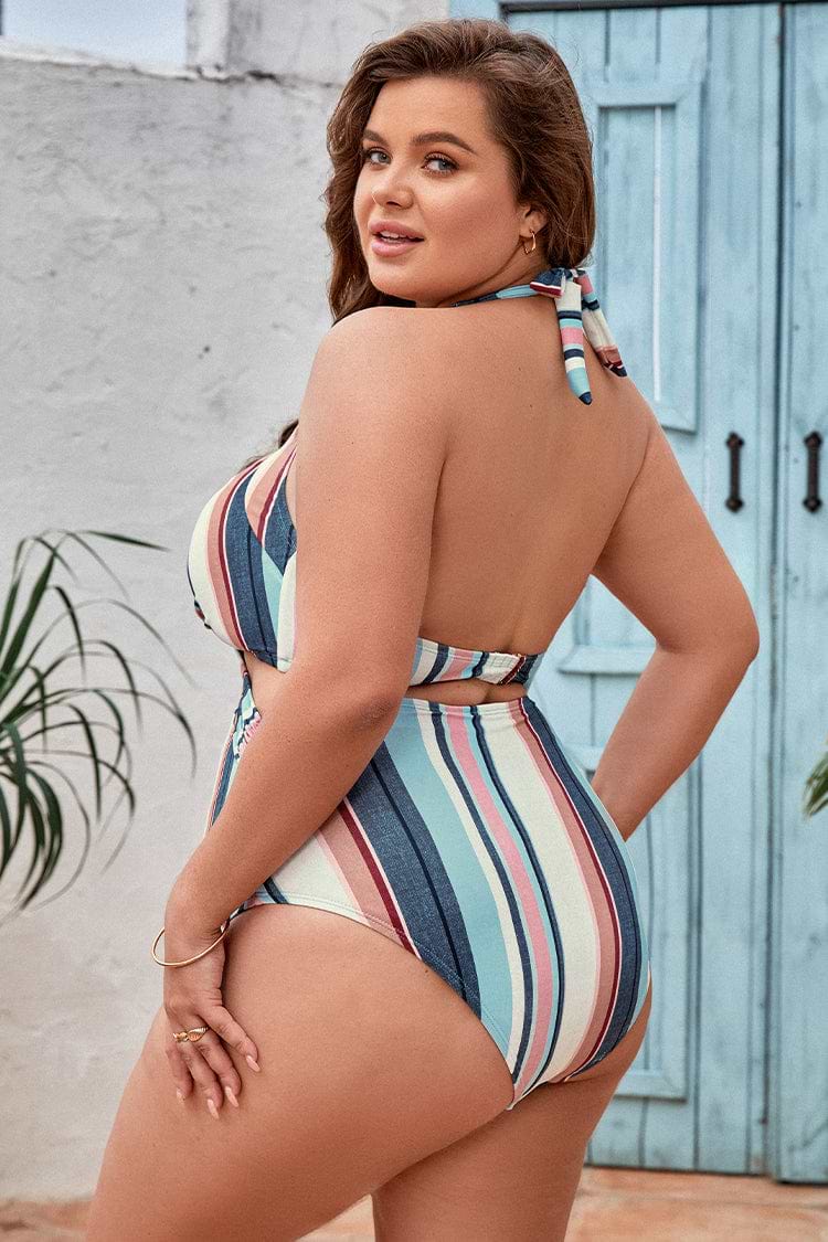 Maillot de bain une pièce à col licou grande taille