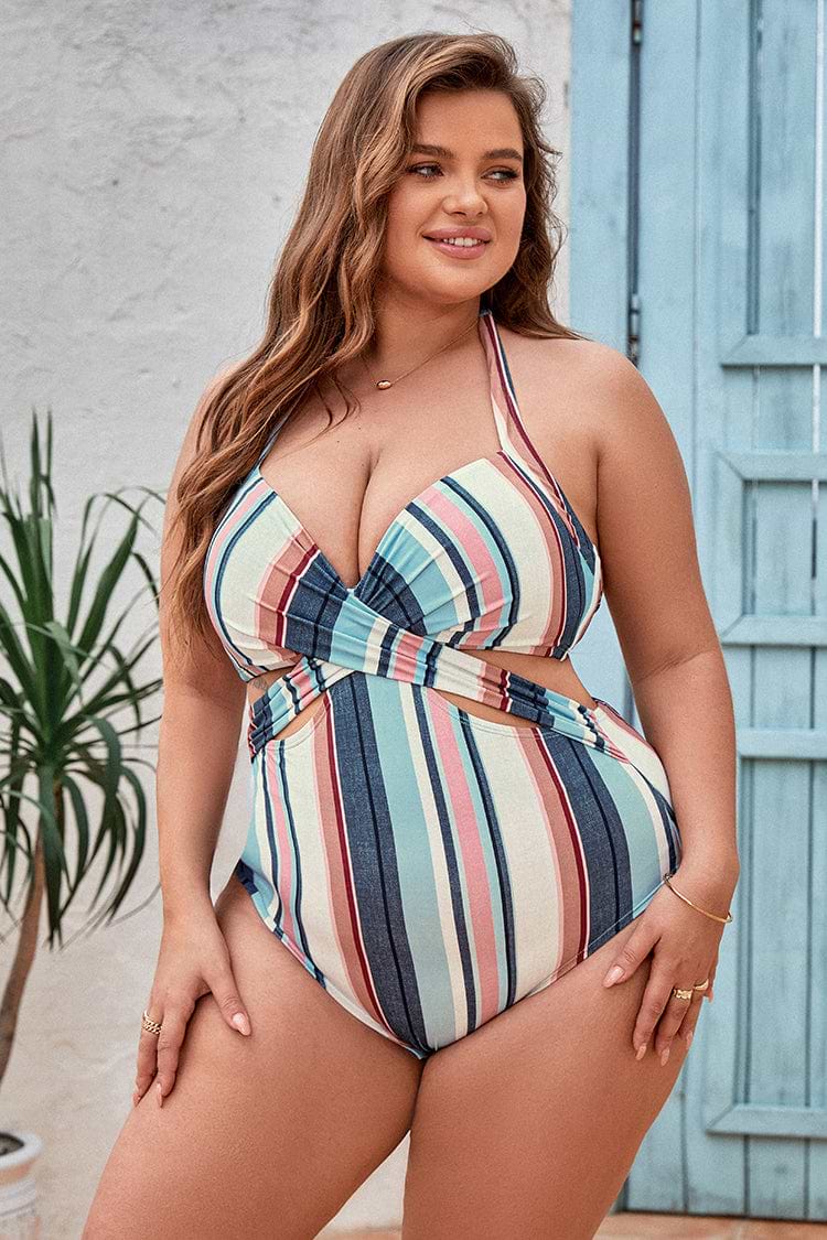 Maillot de bain une pièce à col licou grande taille