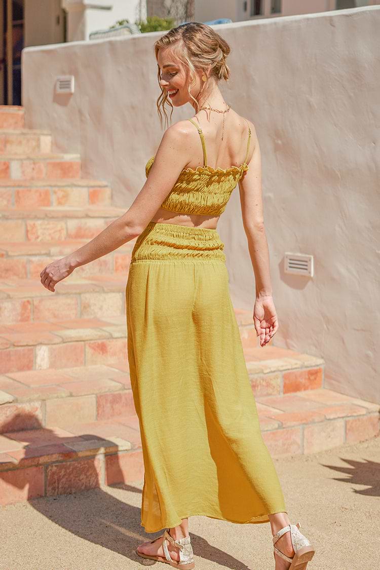 Mustard Rüschen Cover Up Set