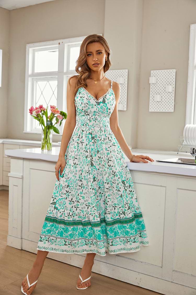 Retro Pull over Dünne Träger Binden A-förmiges Kleid