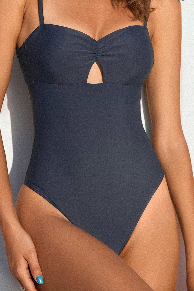 La Vie En Rose Cinched Front Shoulder One Piece Swimsuit