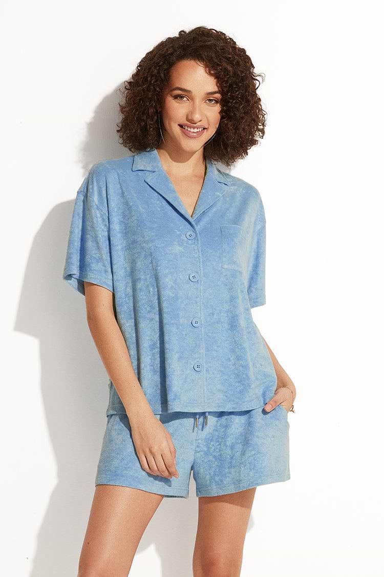 Haut à col de chemise et pantalon à cordon