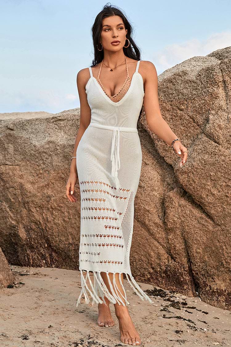 Khloe Crochet Backless Thin Straps Cover-up Dress