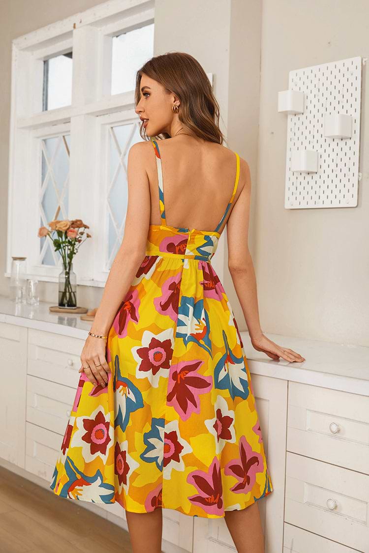 Cassia Square Neck Backless Ruching Slip Dress