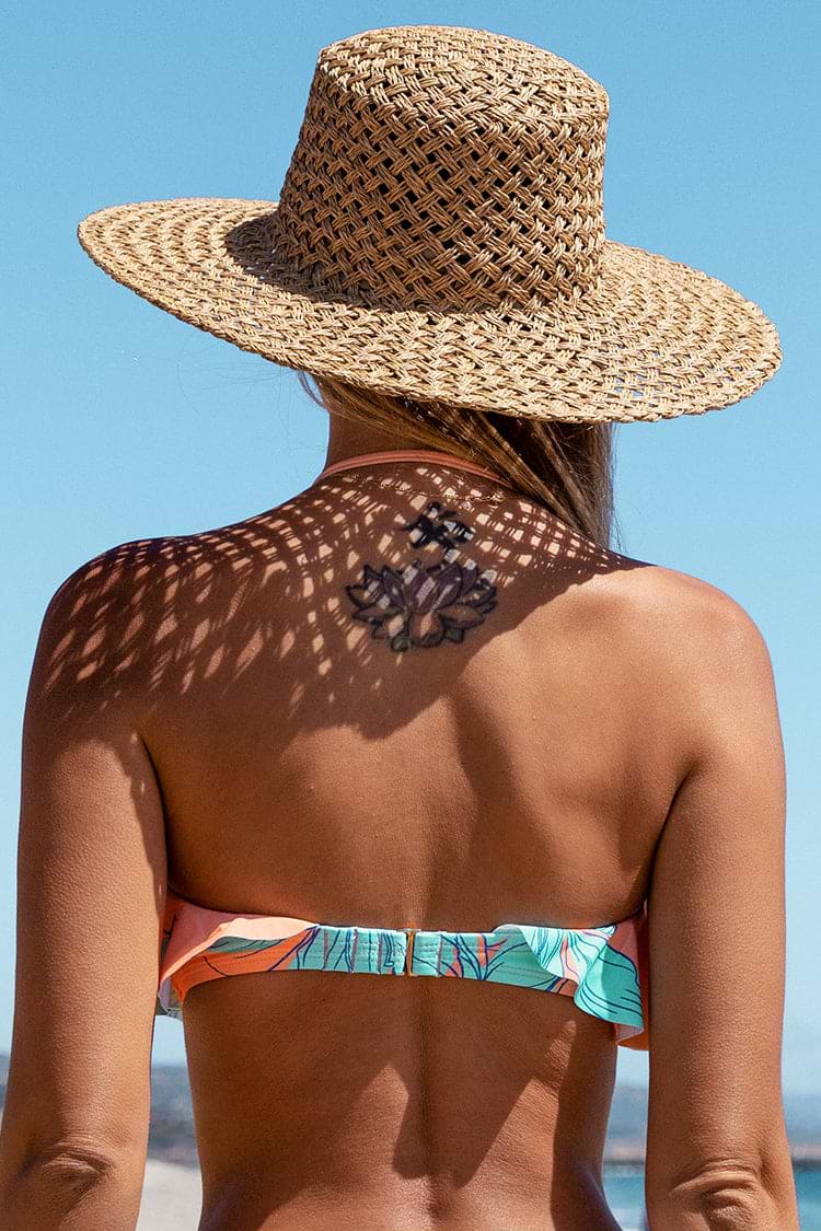 Blooming Flowers Flounce Bandeau Bikini Top