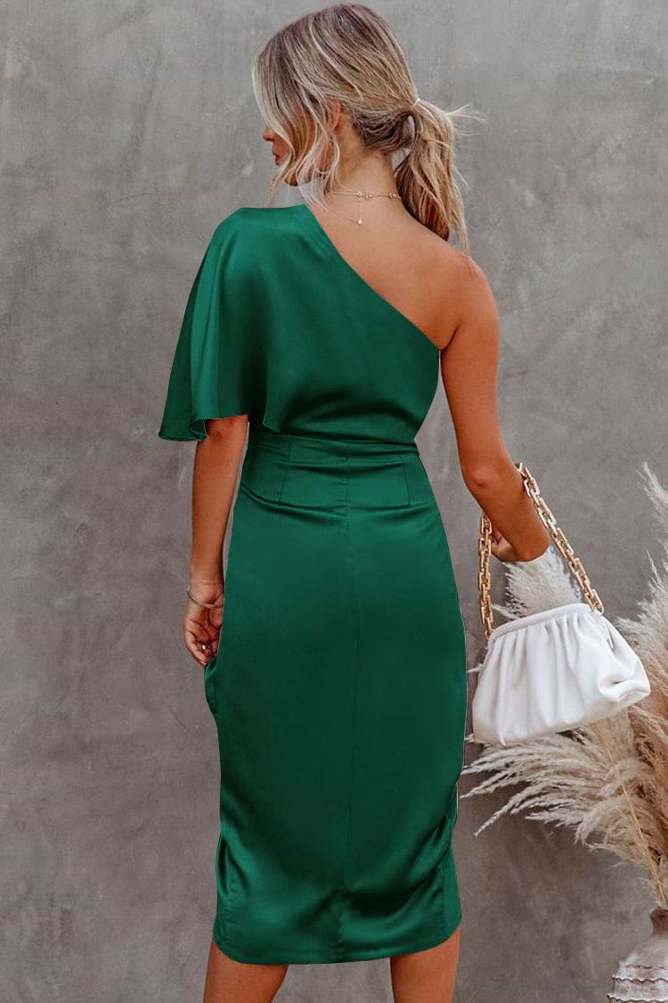 Ramla Sheath One-shoulder Green Dress