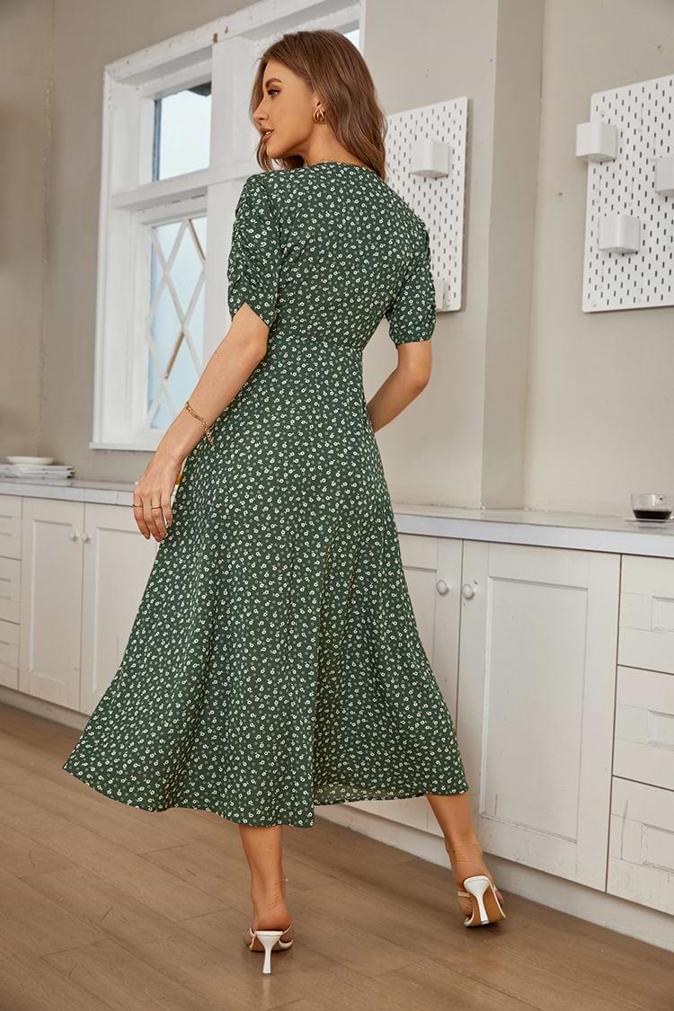 Aleta Short Sleeve V-neck A-Shape Dress