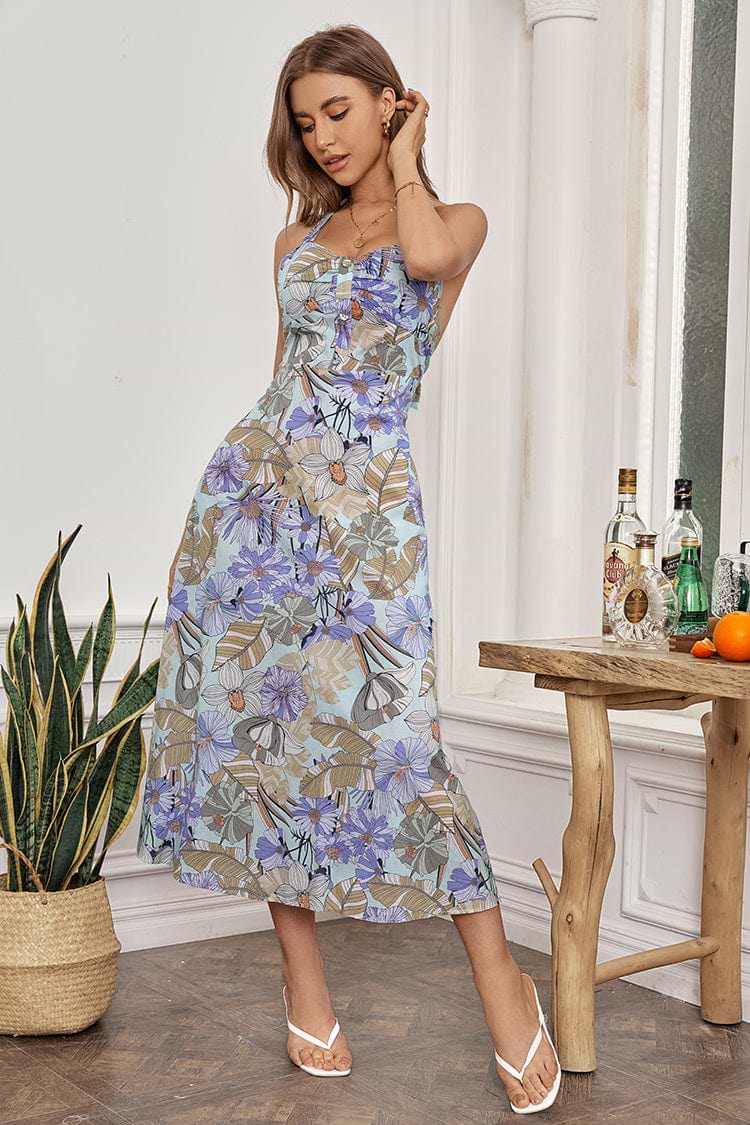 Floral Halter Neck Dress