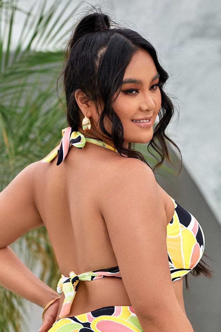 Palm Beach Night Molded Halter Plus Size Bikini Top