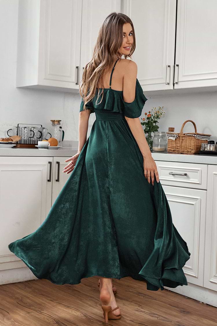 Aubree V-Neck Ruffle Off-shoulder Dress
