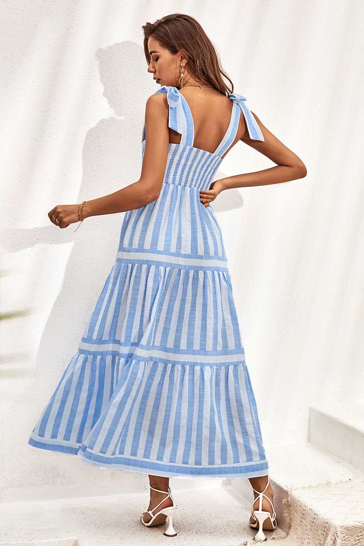Gwyneth Wide Straps Elastic Waist Maxi A-Shape Dress