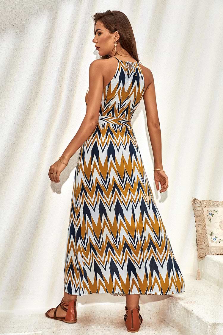 Zula Thin Straps Zipper Halter Neck Shift Dress