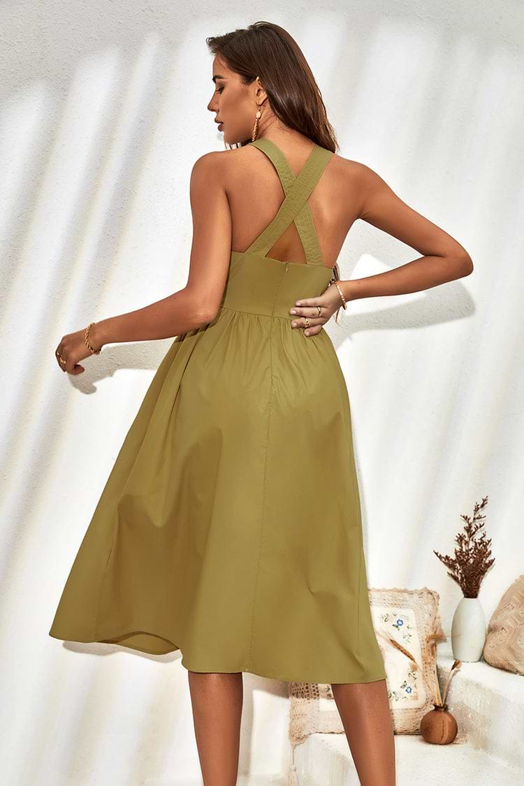 Crystal Wide Straps A-Shape Dress