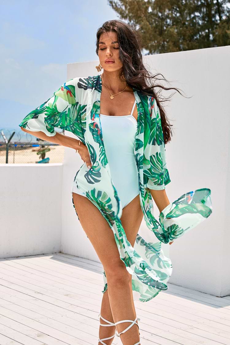 Delina Drop Shoulder Sleeve Open Front Kimono