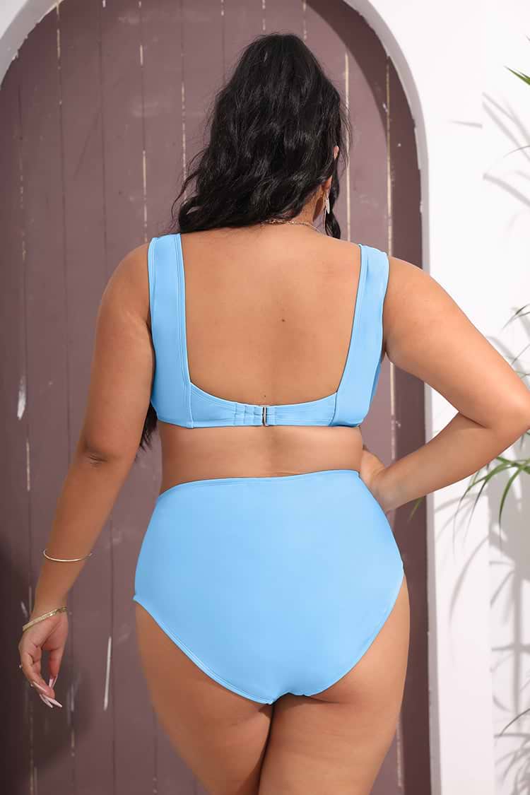 Plus Size Lace Front Bralette & High Waist Bikini Swimsuit