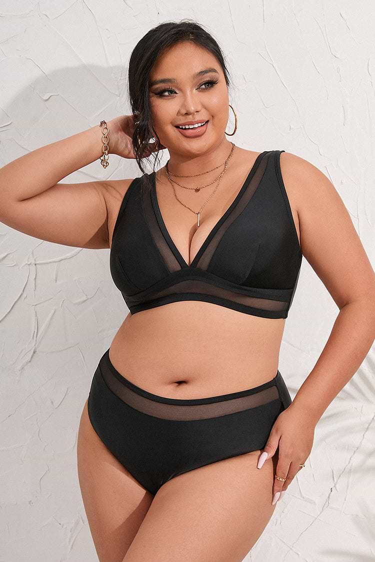 Arizona Road Trip Mesh V-Neck & Mid Rise Hipster Plus Size Bikini Set