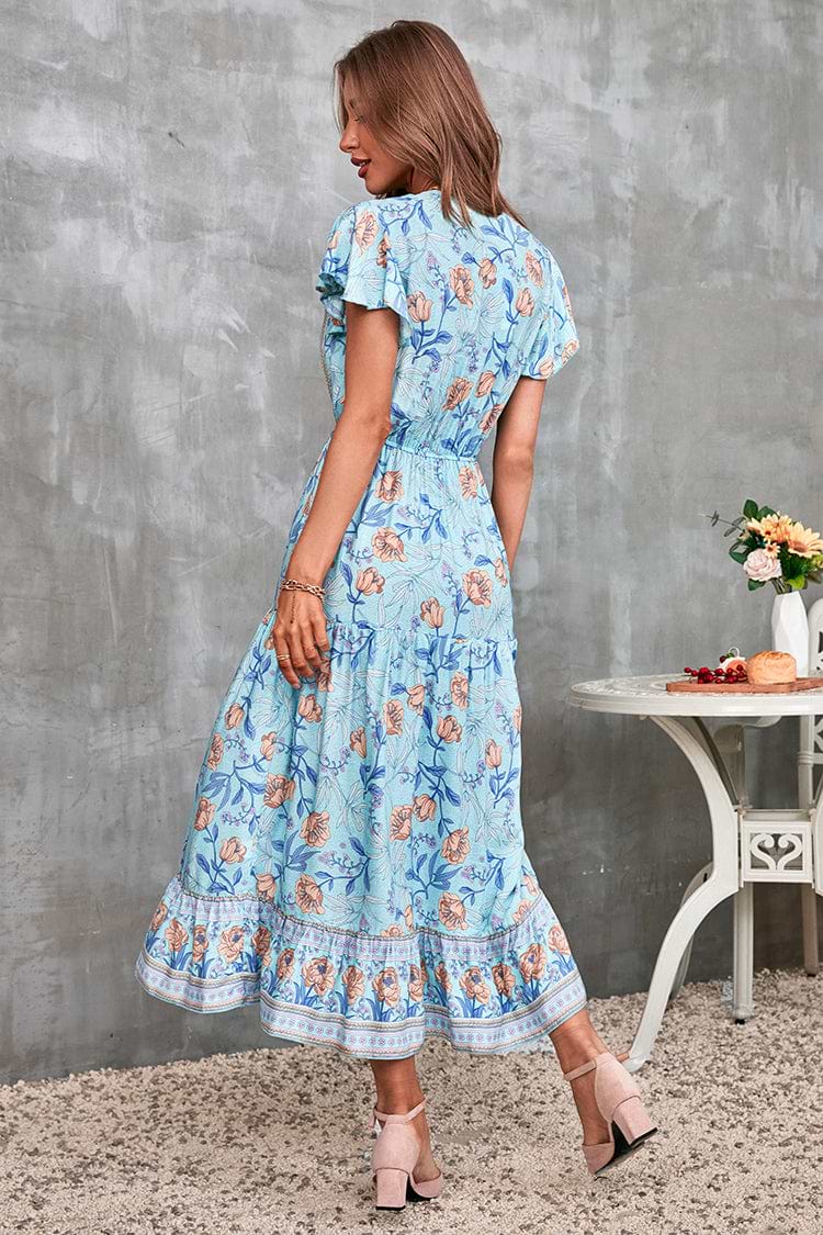 Lucky Bay Tie Elastic Waist A-Shape Dress