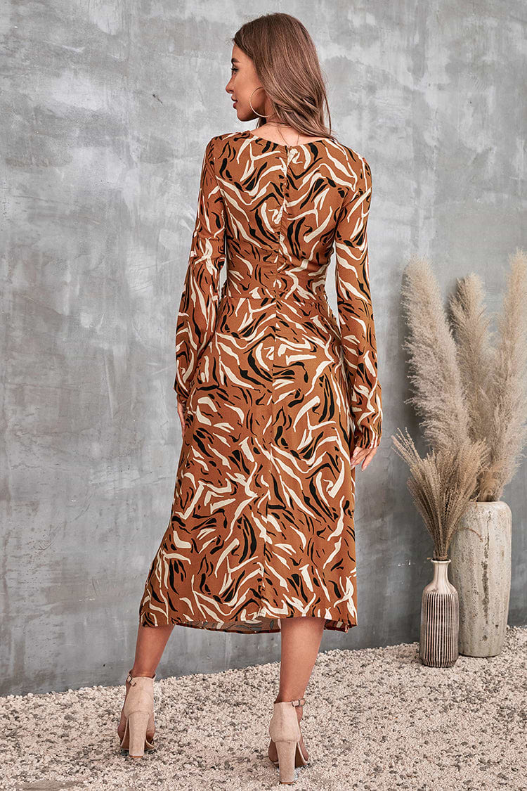 Addy Cutout Geometric Print A-Shape Dress