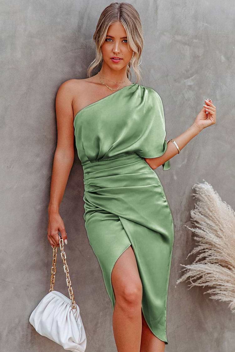 Ramla Sheath One-shoulder Light Green Dress