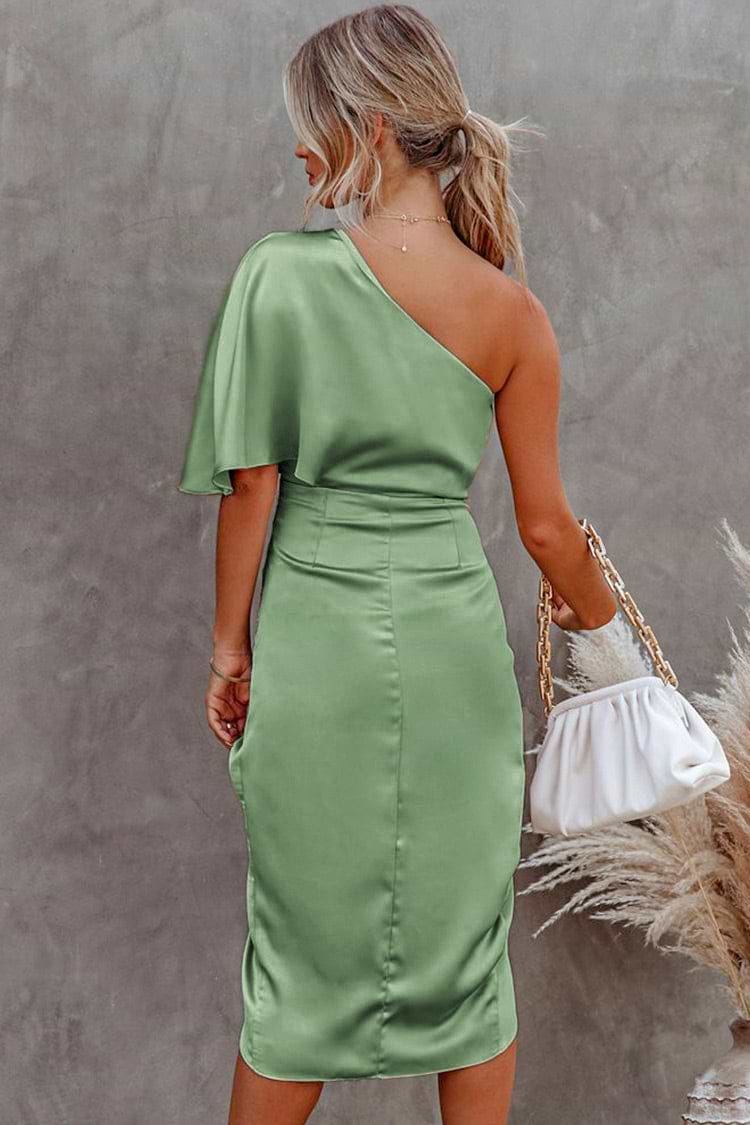 Robe verte clair à une épaule