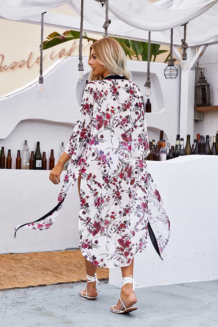 Cover Up Frente abierto Mangas de hombros caídos Cintura suelta