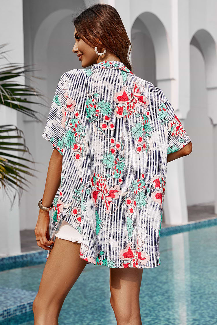 Ariah Floral Button-up Beach Cover-up