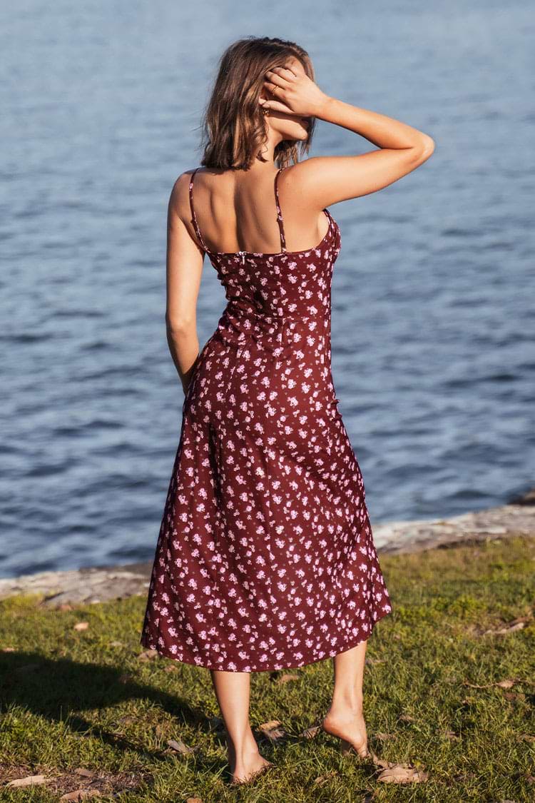 Alvina Thin Straps Drawstring Zipper A-Shape Dress