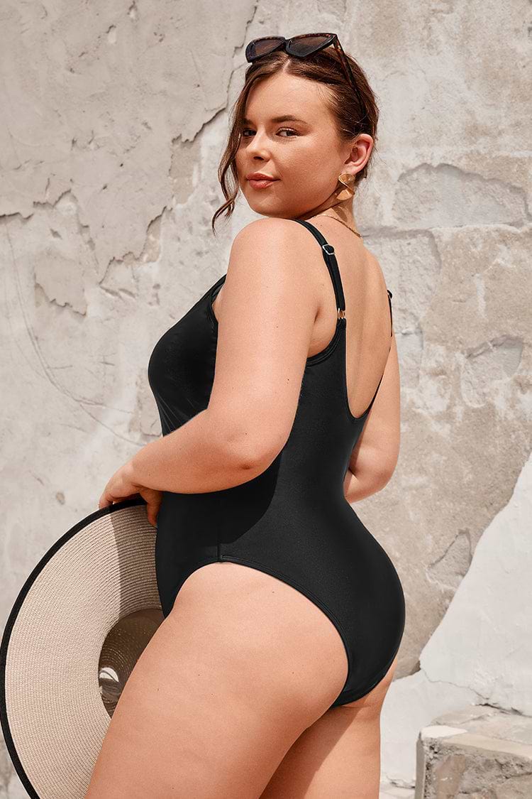 Palm Beach Nights Mesh High Neck Plus Size One Piece Swimsuit