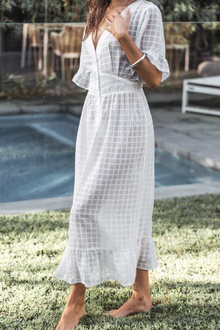 Brynlee Fitted Waisted Ruffle Cover-up Dress