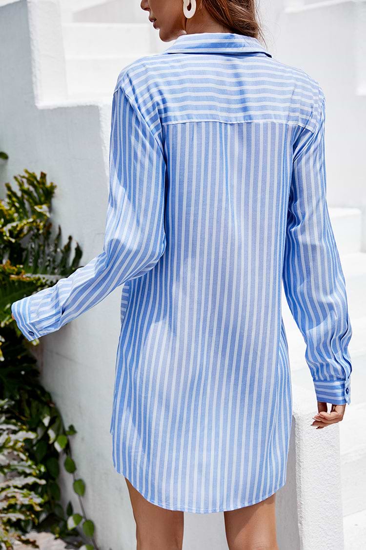 Hillary Stripe Tie Front Shirt Dress