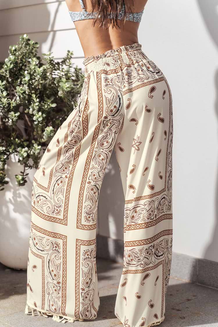 Baylee Boho Print Straight Leg Smocking Pants