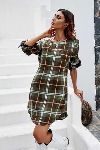 knee length dresses for ladies PLEATED WAIST SIDE POCKET CURVE HEM MINI TANK DRESS – Riah Fashion main image 1