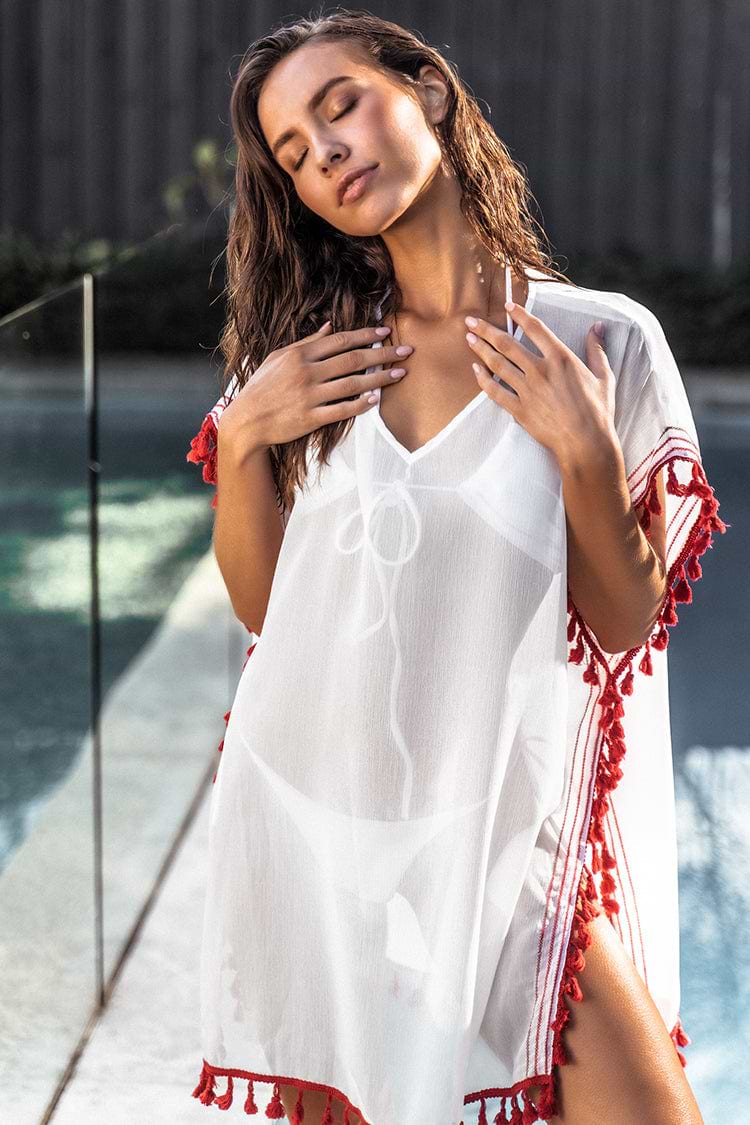 Ellis Dolman Sleeve Fringe Kaftan