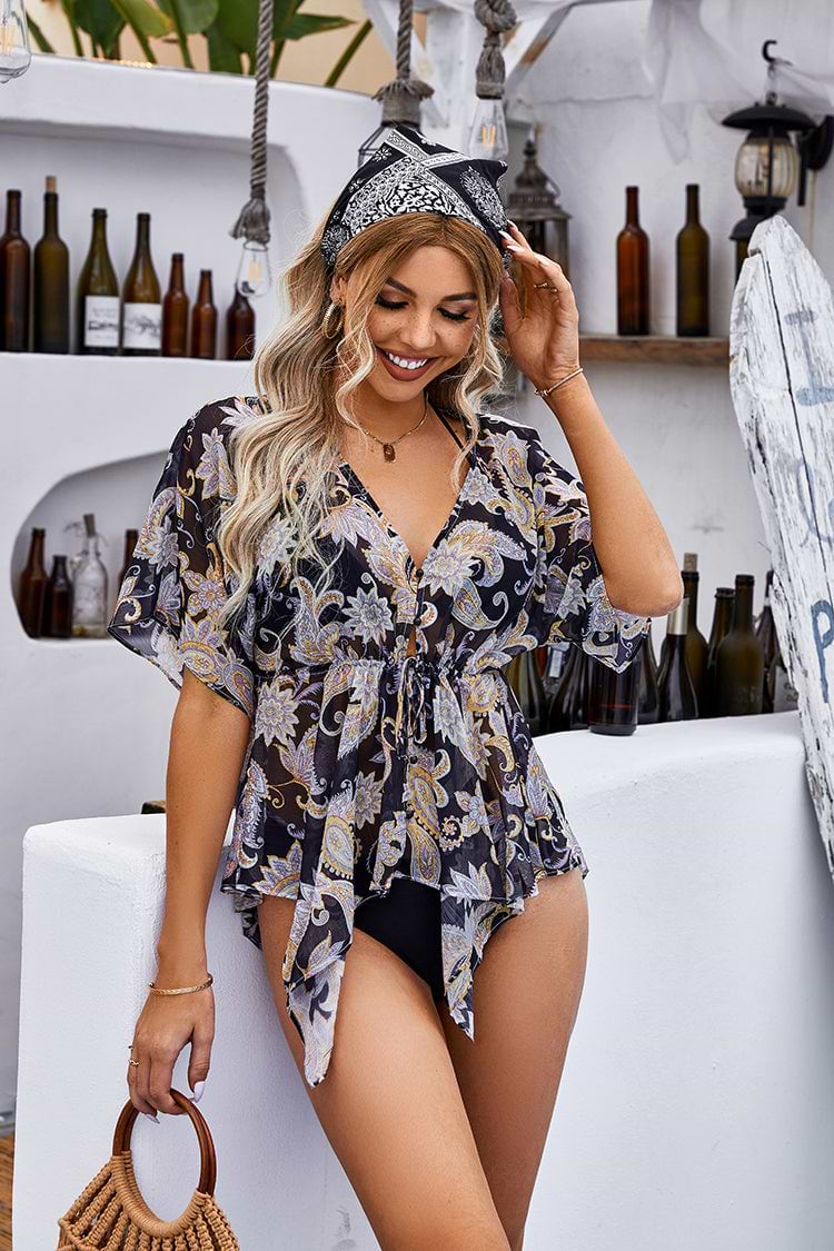 Ariah Irregular Hem Drawstring Top Cover Up