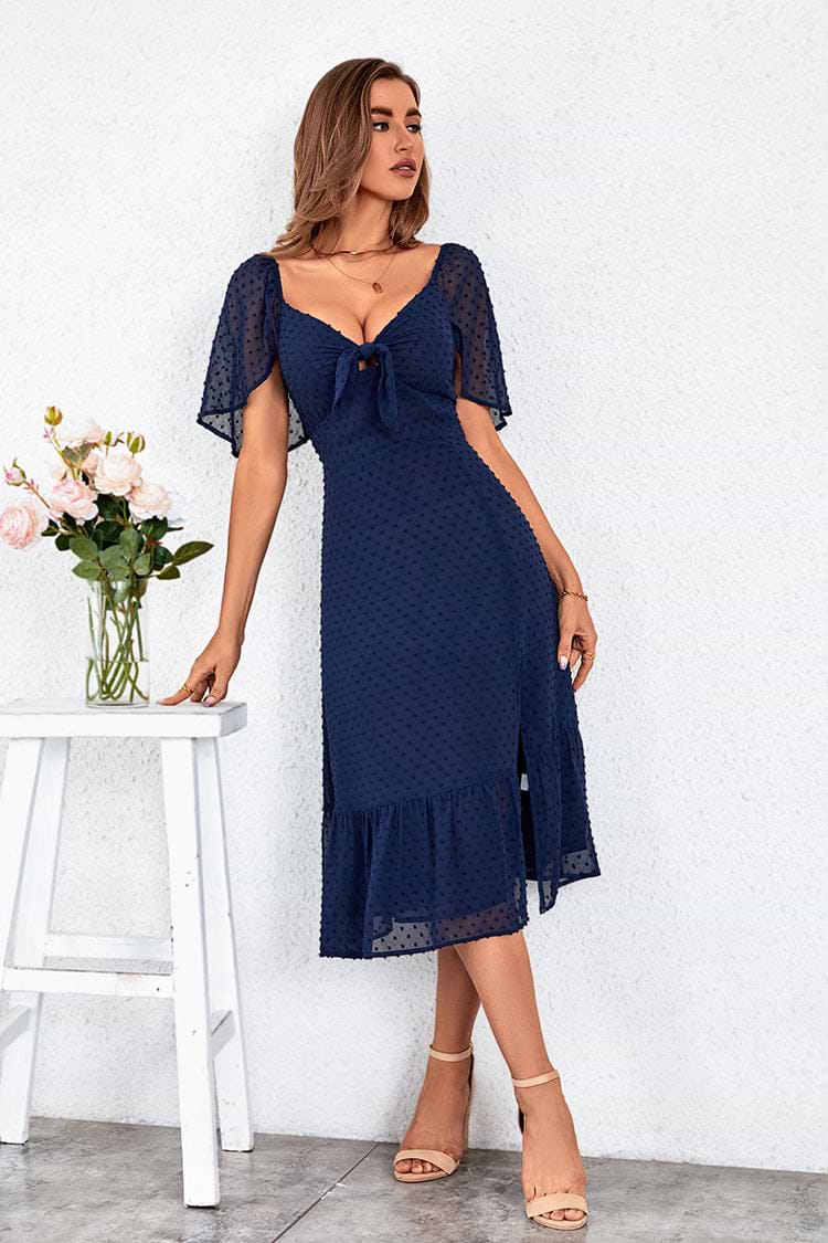 Jenny Polka Dot Short Sleeve A-Shape Dress